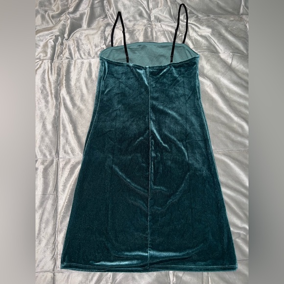 Forever 21 Teal Blue Velvet Mini Dress Medium - Picture 3 of 5